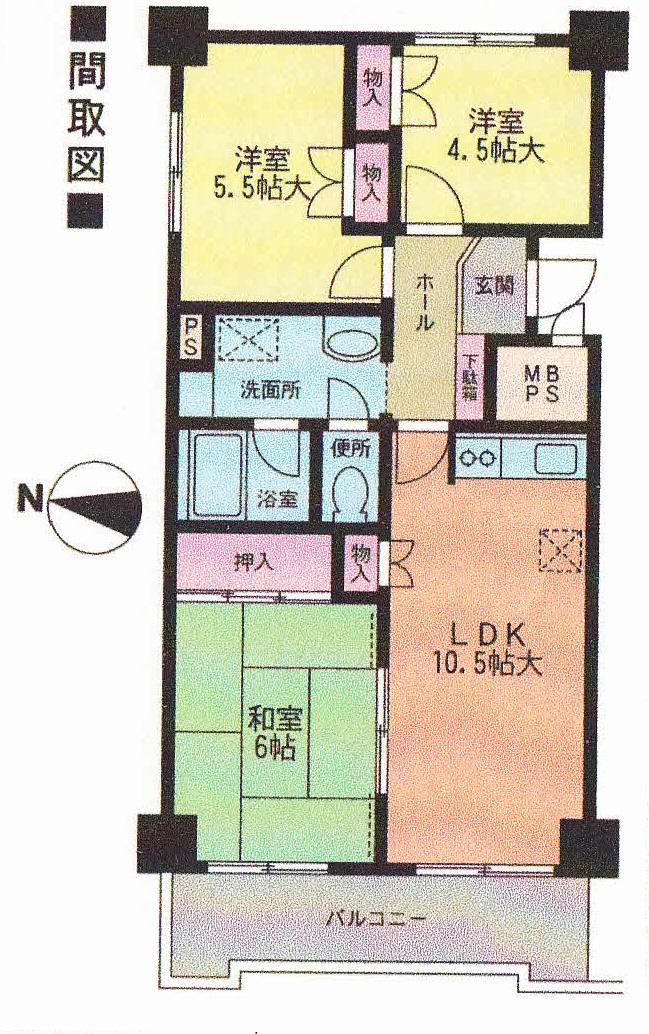 Floor plan. 3LDK, Price 8.9 million yen, Occupied area 60.34 sq m , Balcony area 7.12 sq m