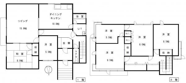 Floor plan. 20.8 million yen, 6LDK, Land area 287.72 sq m , Building area 181.47 sq m