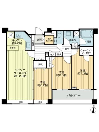 Floor plan. 3LDK, Price 22,200,000 yen, Occupied area 84.32 sq m , Balcony area 8.45 sq m