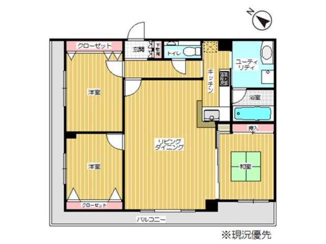 Floor plan. 3LDK, Price 22 million yen, Occupied area 74.61 sq m Floor