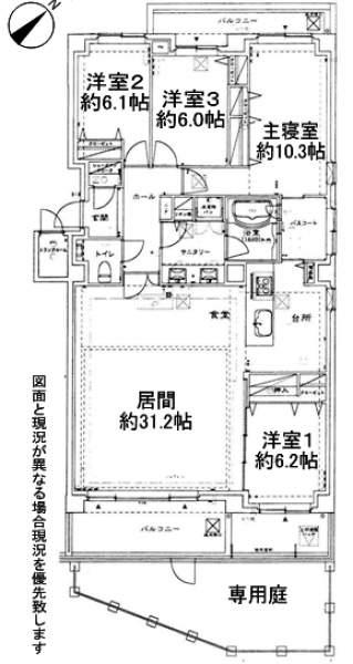 Floor plan. 4LDK, Price 53,800,000 yen, Footprint 131.79 sq m , Balcony area 22.93 sq m