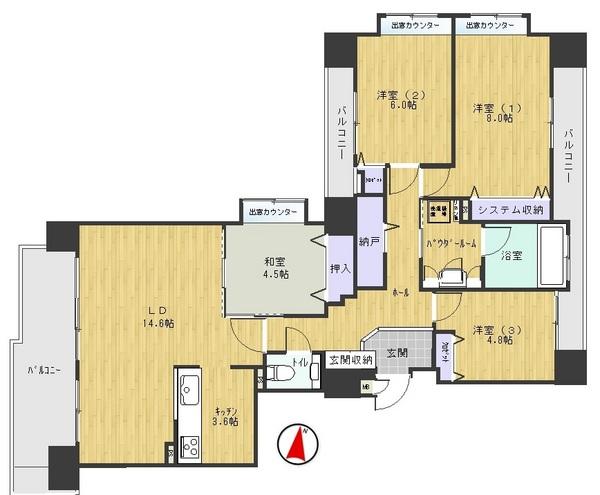 Floor plan. 4LDK, Price 27,800,000 yen, Occupied area 96.63 sq m , Balcony area 20.33 sq m