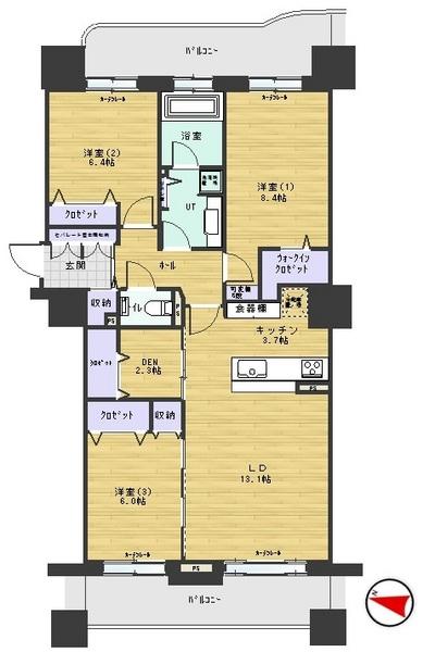 Floor plan. 3LDK+S, Price 28,200,000 yen, Occupied area 90.56 sq m , Balcony area 23.53 sq m