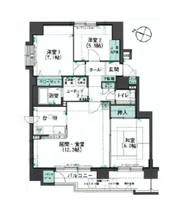 Floor plan. 3LDK, Price 14.8 million yen, Occupied area 73.06 sq m , Balcony area 9.2 sq m