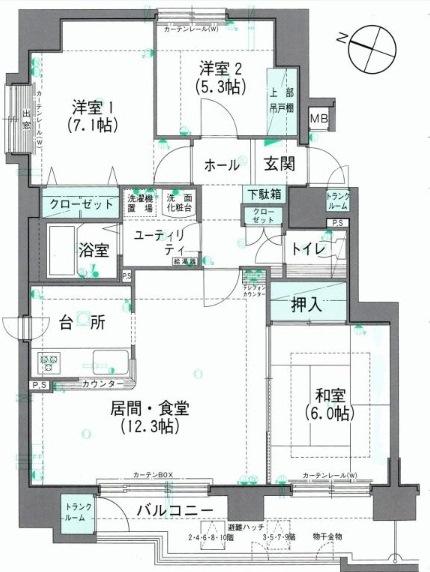 Floor plan. 3LDK + S (storeroom), Price 14.8 million yen, Occupied area 73.06 sq m , Balcony area 9.2 sq m