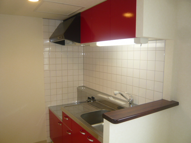 Kitchen. Kitchen of red accent is fashionable self-contained! 