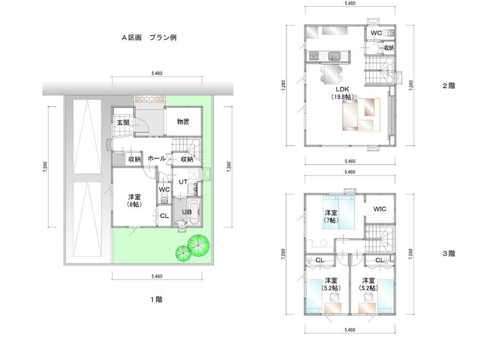 Building plan example (floor plan). Building plan example (A section) 4LDK, Land price 6.8 million yen, Land area 93.61 sq m , Building price 17.8 million yen, Building area 119.67 sq m