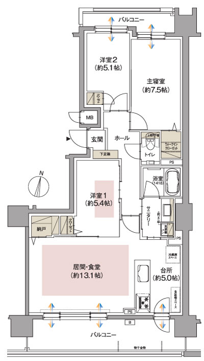 C type 3LDK occupied area: 81.59 sq m balcony - area: 19.63 sq m