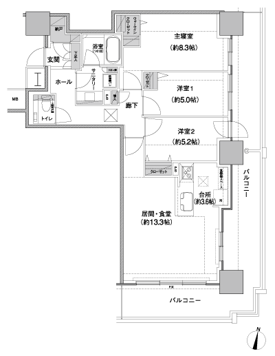 Floor: 3LDK, the area occupied: 80.8 sq m, Price: 36,280,000 yen ~ 37,210,000 yen