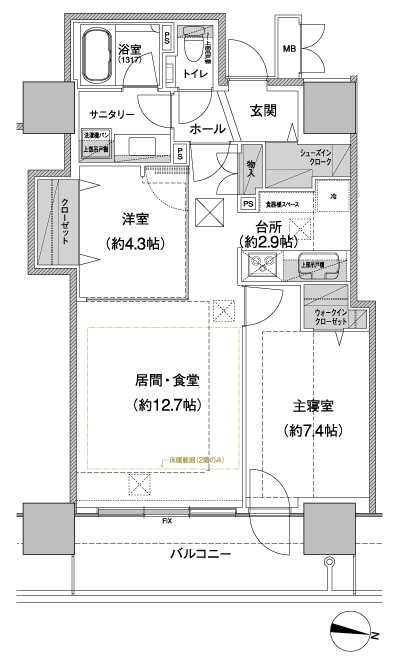 Floor: 2LDK, occupied area: 64.04 sq m, Price: 25,240,000 yen ・ 25,860,000 yen