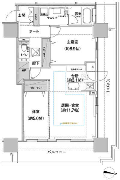 Floor: 2LDK, occupied area: 65.09 sq m, Price: 28,940,000 yen ~ 29,560,000 yen