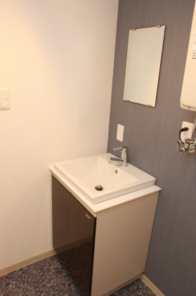 Washroom. Stylish wash basin equipped