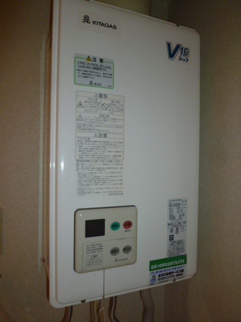 Washroom. Economic city gas hot water supply