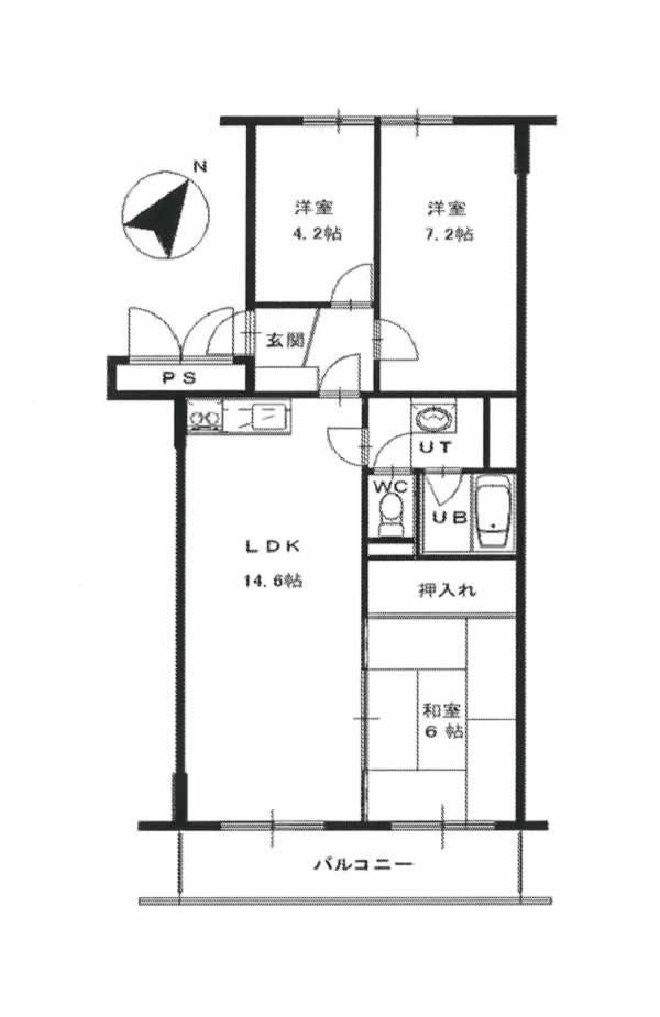Floor plan. 3LDK, Price 6 million yen, Occupied area 65.75 sq m , Balcony area 7.67 sq m floor plan