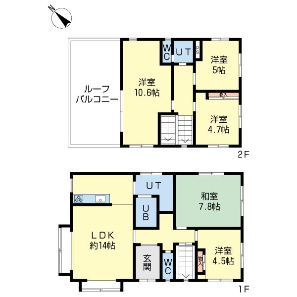 Floor plan. 21,800,000 yen, 5LDK, Land area 237.15 sq m , Building area 142.18 sq m