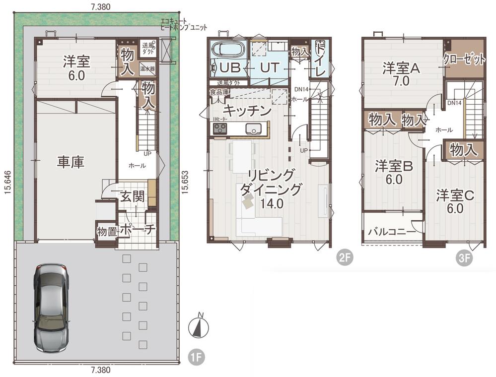 Floor plan. (Atype), Price 31,600,000 yen, 4LDK, Land area 115.49 sq m , Building area 142.85 sq m