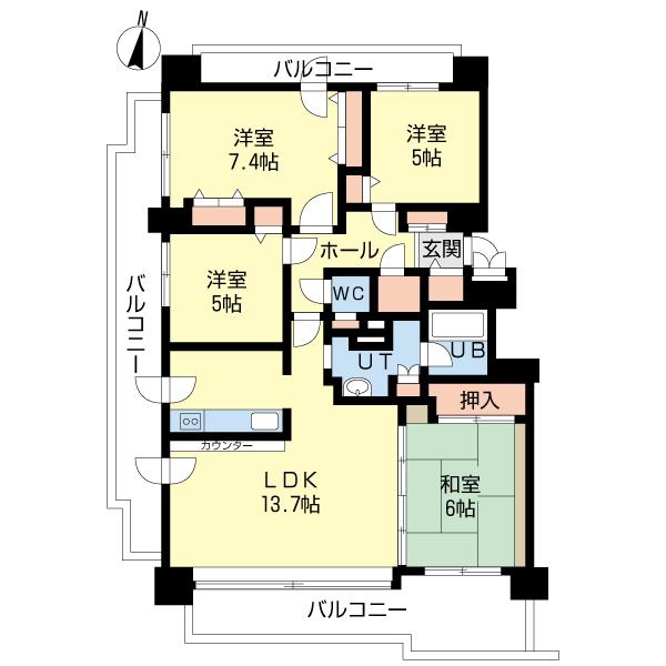 Floor plan. 4LDK, Price 17.8 million yen, Occupied area 91.41 sq m , Balcony area 30.95 sq m
