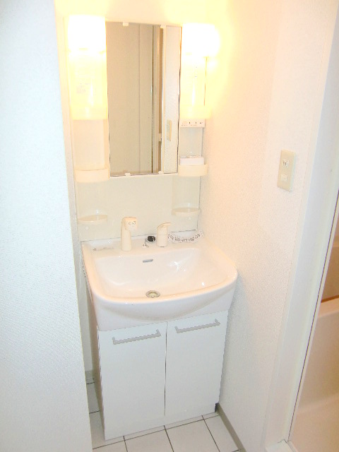 Washroom. Shampoo is with Dresser