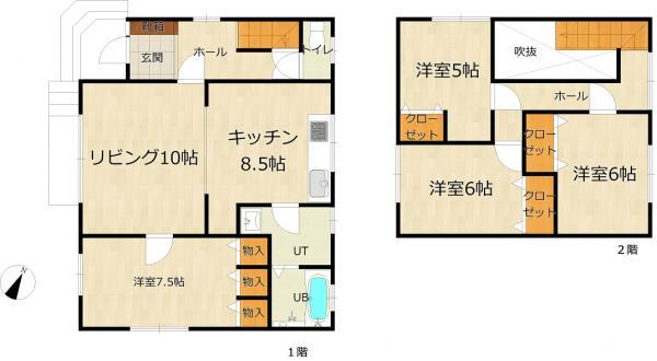 Floor plan. 17.8 million yen, 4LDK, Land area 248.42 sq m , Building area 100.44 sq m All rooms are Western-style, Interior doors and kitchen will be white. 