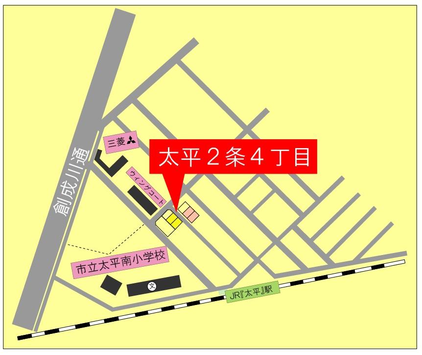 Local guide map. Peripheral map Taihei Station 5-minute walk of the good location. primary school, Super within walking distance! It is the perfect place for raising children!