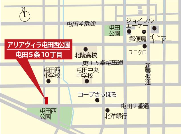 Local guide map. <Aria Villa colonization Nishikoen> guide map. In front of the eyes colonization Nishikoen. Convenient supermarkets and schools in every day of life is walking distance. Good location to child-rearing family!