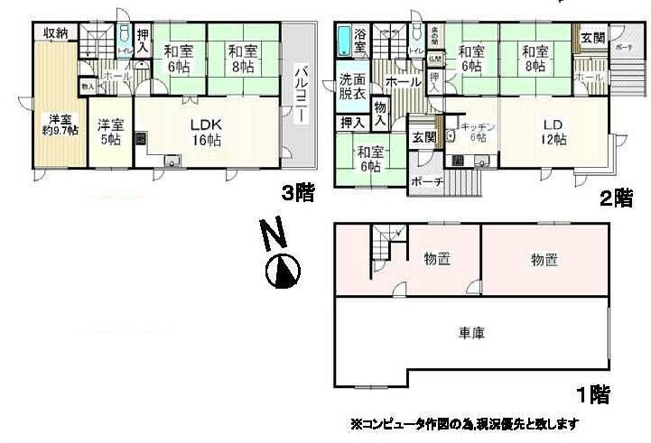 Floor plan. 17.2 million yen, 7LDK, Land area 198 sq m , Building area 289.81 sq m Floor