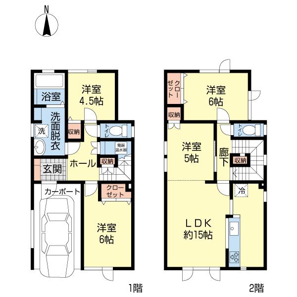 Floor plan. 31,800,000 yen, 4LDK, Land area 91.73 sq m , Building area 109.3 sq m