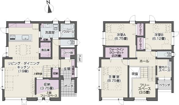 Floor plan. 29.5 million yen, 3LDK + S (storeroom), Land area 175 sq m , Building area 130.89 sq m model house floor plan