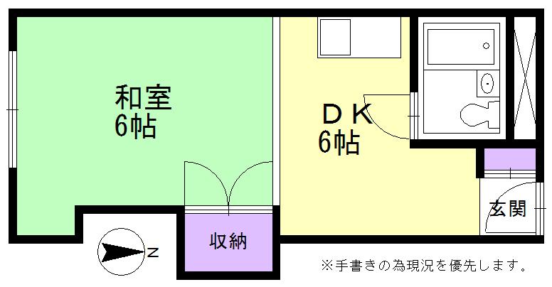 Floor plan. 1DK, Price 1.5 million yen, And local priority for the occupied area 20.32 sq m handwritten drawings.