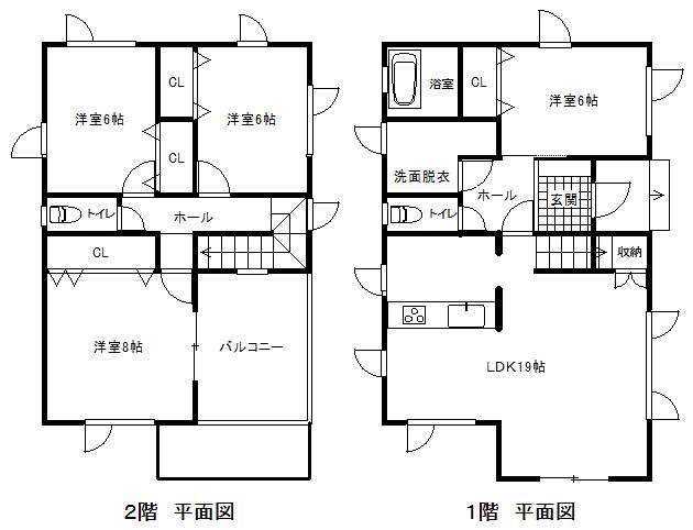 Floor plan. 20,980,000 yen, 4LDK, Land area 136.39 sq m , Building area 108.48 sq m 1.2 floor Plan view