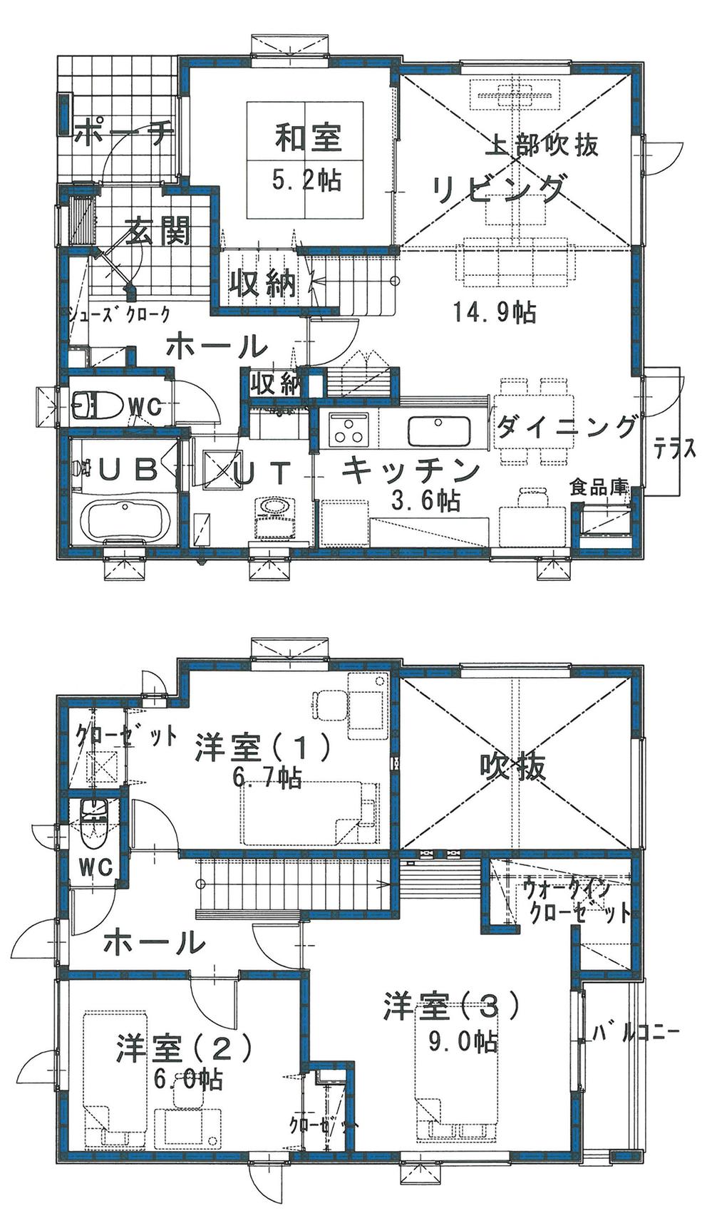 Floor plan. 32,800,000 yen, 4LDK, Land area 128.89 sq m , A modern Japanese-style building area 109.98 sq m living connection
