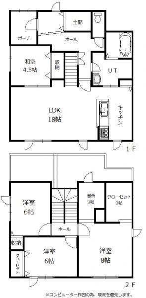 Floor plan. 23,300,000 yen, 4LDK, Land area 219.55 sq m , Building area 115.51 sq m