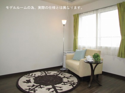 Living and room. The photograph is a model room use