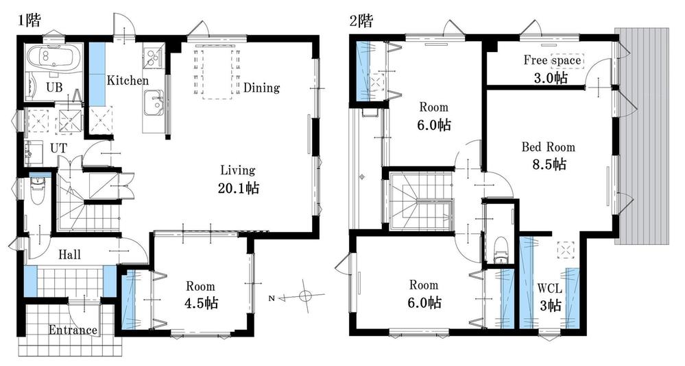 Floor plan. 24,800,000 yen, 4LDK + S (storeroom), Land area 277.51 sq m , Building area 113.45 sq m   ☆ Spacious living room 20 Pledge ☆ Easy-to-use floor plan ☆