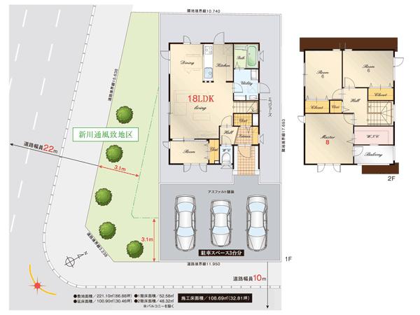 Floor plan. 34,800,000 yen, 4LDK, Land area 221.1 sq m , I'm happy building area 100.9 sq m full storage space. Sunny 4LDK.