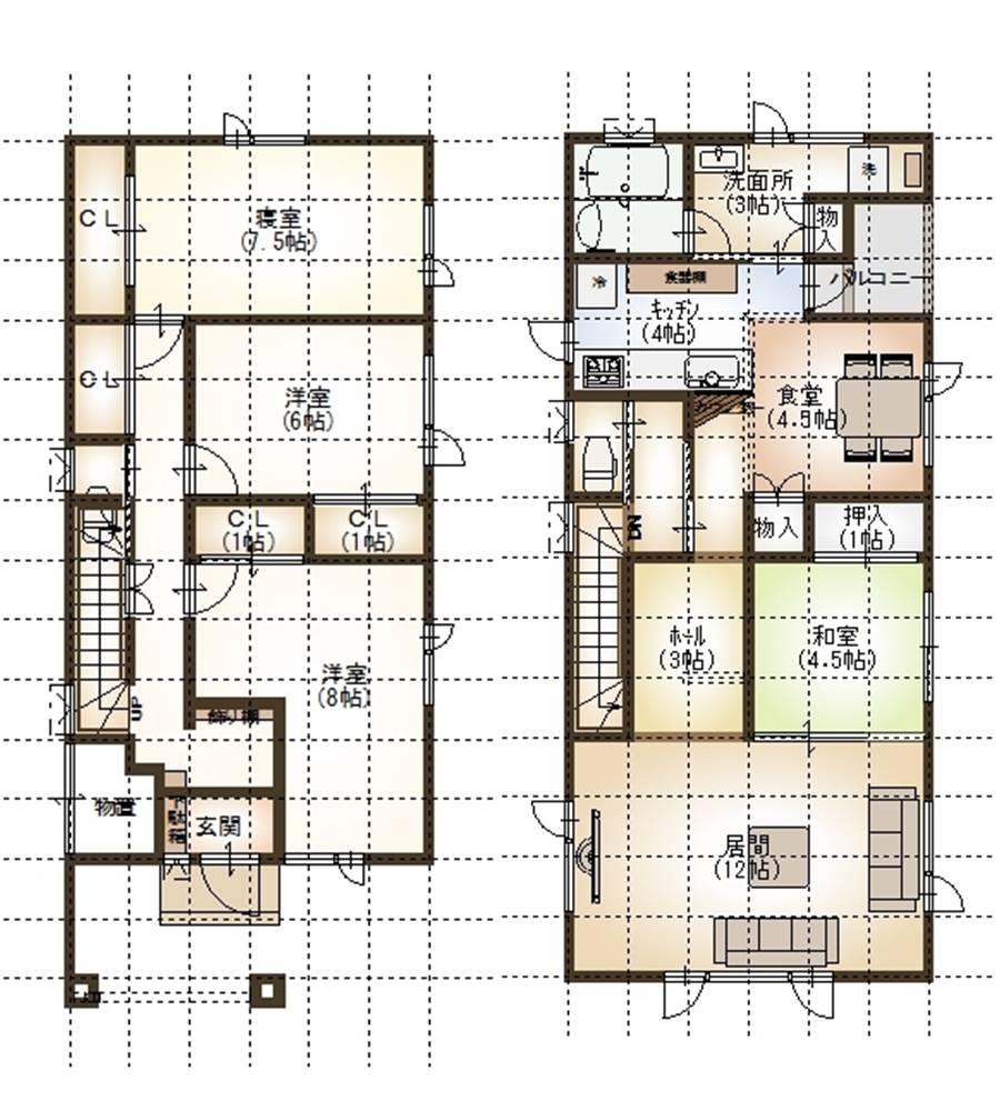 Floor plan. 30,800,000 yen, 4LDK, Land area 132.13 sq m , Building area 126.41 sq m