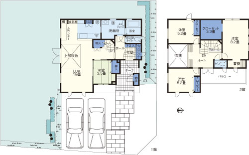 Floor plan. ( "Ekoene" model house), Price 29,300,000 yen, 4LDK, Land area 292.25 sq m , Building area 123.22 sq m