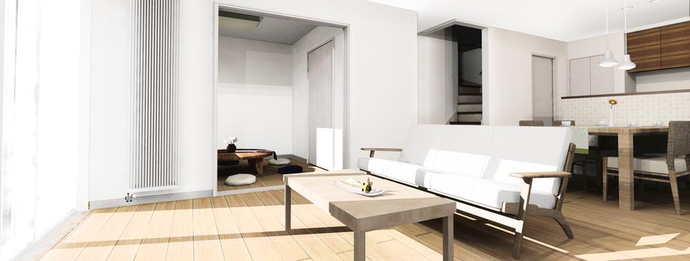 Rendering (introspection). Light is comfortable living from the south-facing window. Natural coordinated to match the bright and friendly Maple color white door on the floor of the.