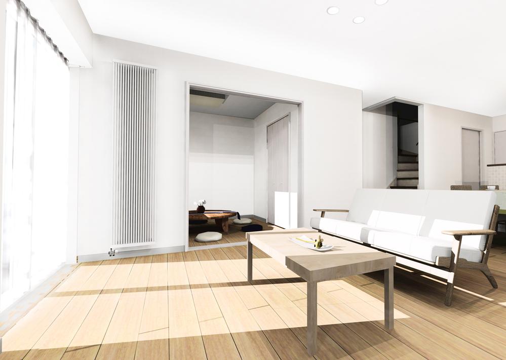 Rendering (introspection). Light is comfortable living from the south-facing window. Natural coordinated to match the bright and friendly Maple color white door on the floor of the.