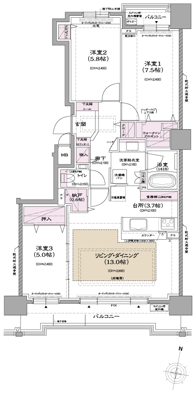Floor: 3LDK, occupied area: 81.01 sq m, Price: 29,140,000 yen ~ 33,460,000 yen