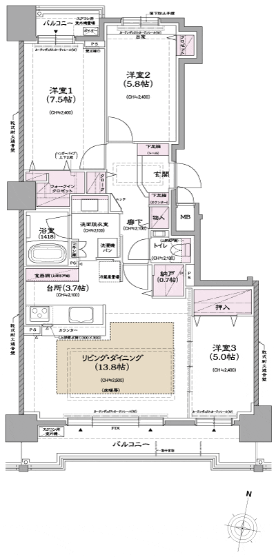 Floor: 3LDK, occupied area: 82.44 sq m, Price: 28,620,000 yen ~ 33,760,000 yen