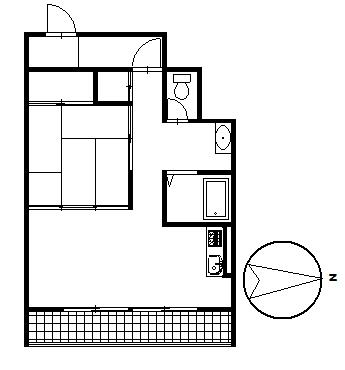 Floor plan. 1DK, Price 4.3 million yen, Occupied area 40.47 sq m , Balcony area 4.5 sq m