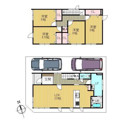 Floor plan. 25,500,000 yen, 4LDK, Land area 106.93 sq m , Building area 114.21 sq m