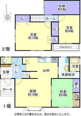 Floor plan. 10.8 million yen, 3LDK + S (storeroom), Land area 146.4 sq m , Building area 94.69 sq m
