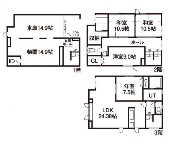Floor plan. 27.3 million yen, 4LDK, Land area 136.26 sq m , Building area 208.98 sq m