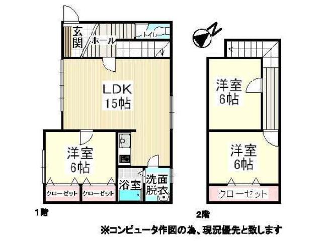 Floor plan. 12.8 million yen, 3LDK, Land area 130.74 sq m , Building area 78.84 sq m Floor