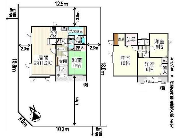 Floor plan. 14.9 million yen, 4LDK, Land area 222.75 sq m , Building area 107.64 sq m Floor