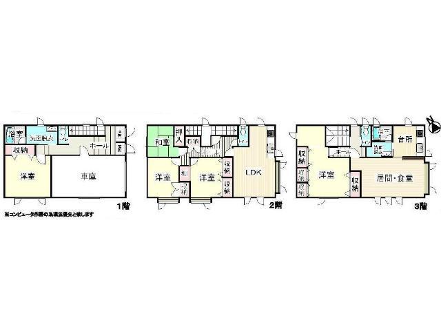 Floor plan. 22,800,000 yen, 5LDK, Land area 77.42 sq m , Building area 197.19 sq m Floor