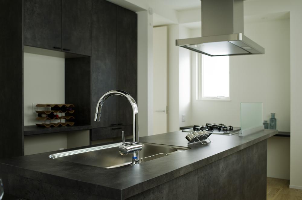 Kitchen. Order goods of the cupboard also kitchen same surface material