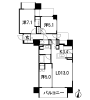 Floor: 3LD ・ K + 2WIC, occupied area: 74.26 sq m, Price: 31.9 million yen